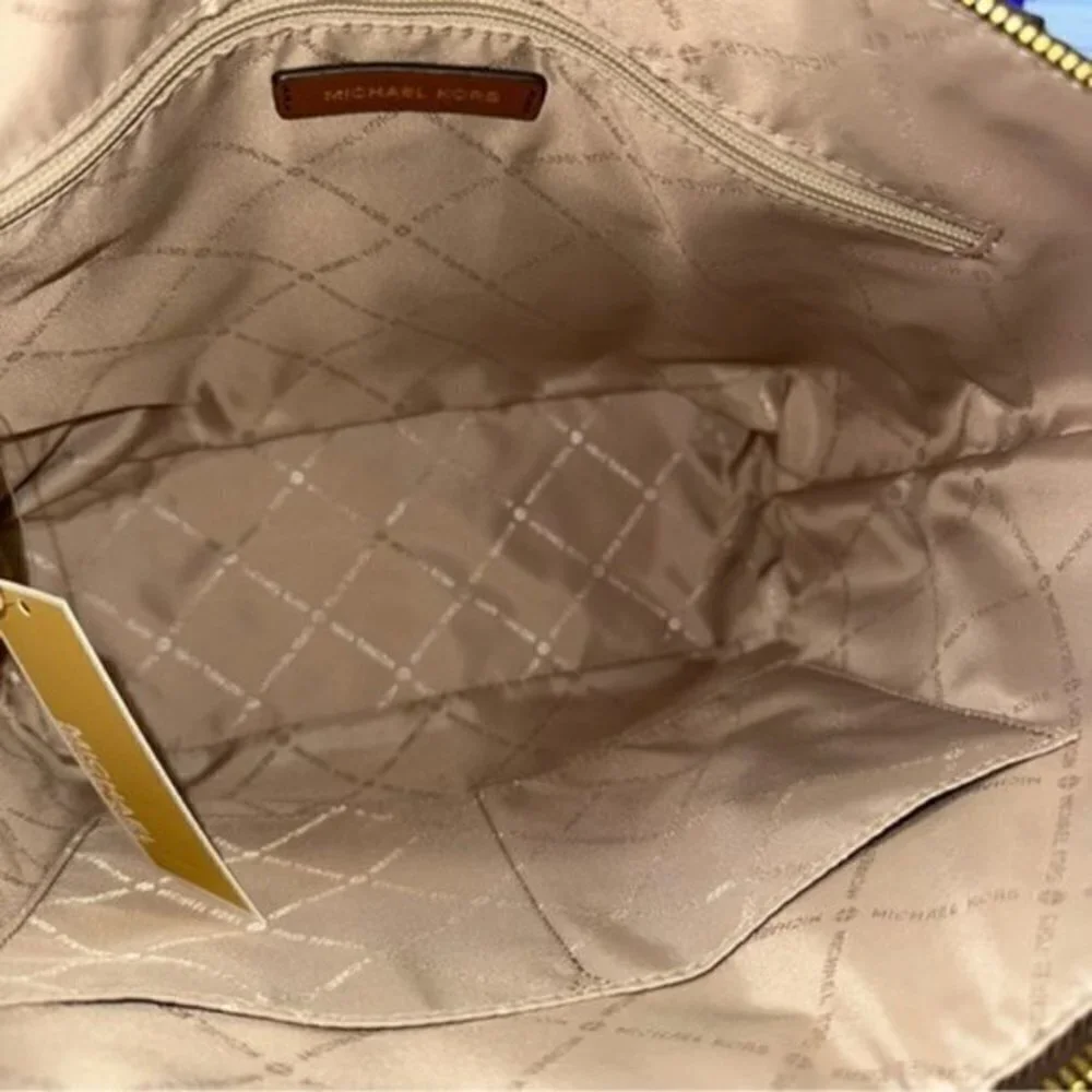 Michael Kors Charlotte Large Logo Top-Zip Tote Carryall Bag in Brown - Picture 3 of 14